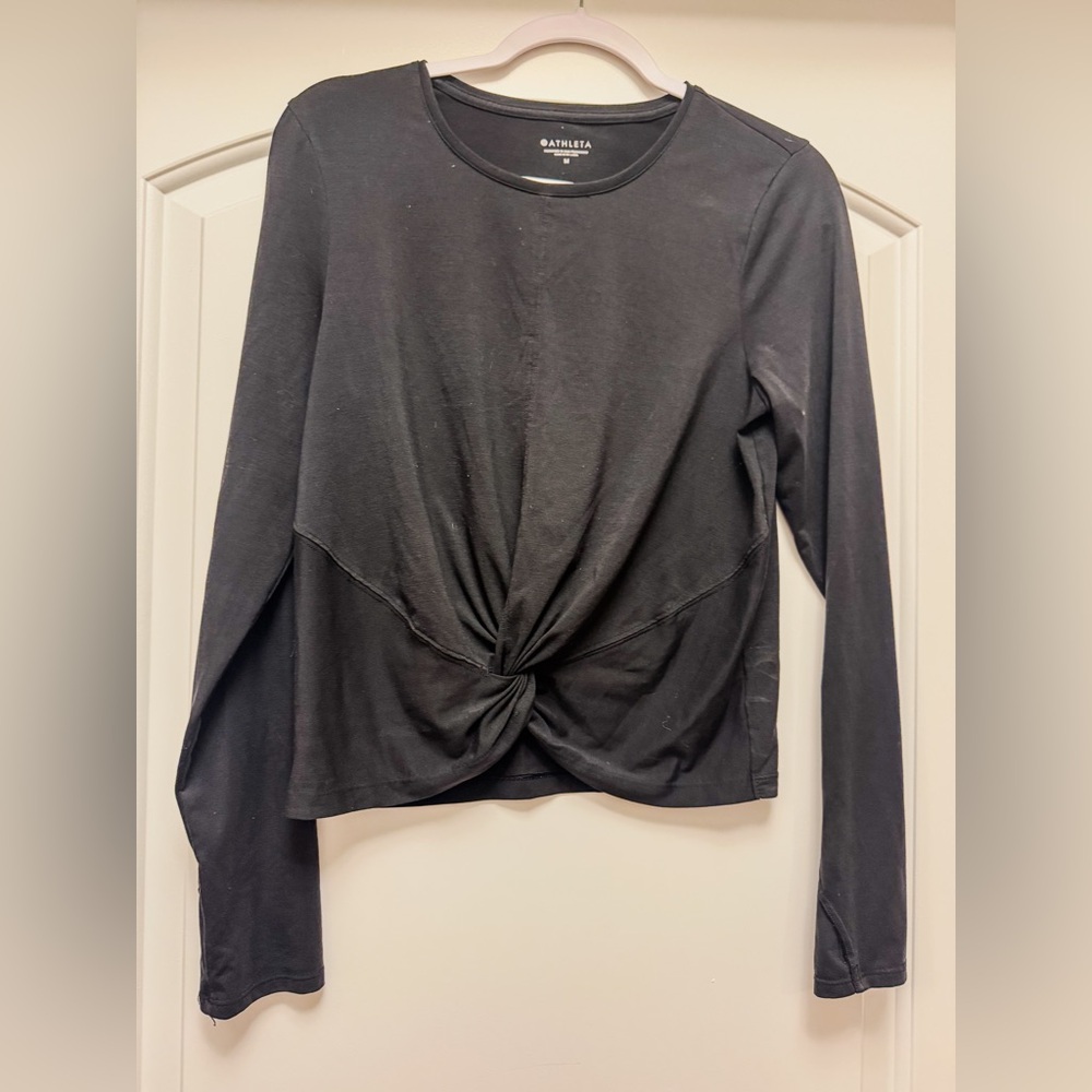 Athleta Black Long Sleeve Twist Top
